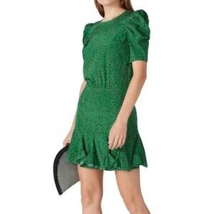 Veronica Beard Lila Dress in Green Multi Floral Silk